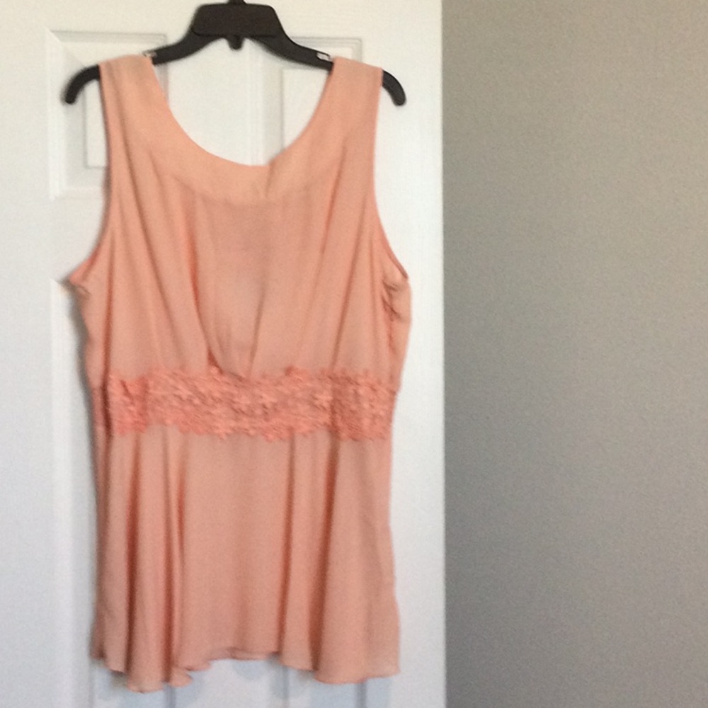 Roman Fashion peach sheer sleeveless blouse